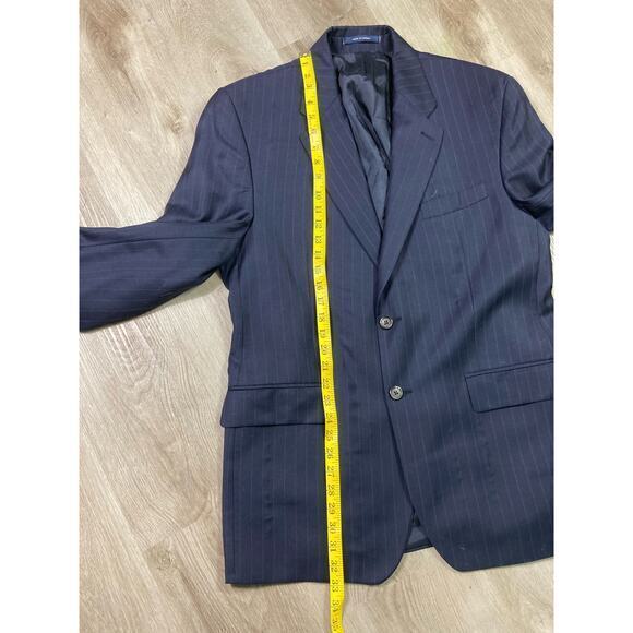 Lauren Ralph Lauren Women's Navy Blue Pinstripe Blazer Jacket Size 42R - Picture 4 of 16